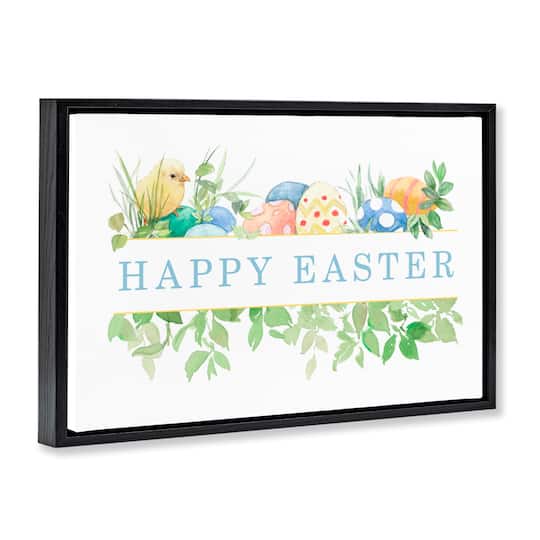 Stupell Industries Floral Happy Easter Floater Framed Art